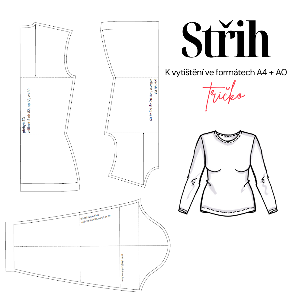 Střih na tričko zdarma - pdf formát